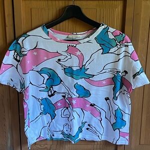 Zara Colorful Unicorn Graphic Tee. Size S.